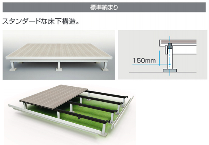 ラステラ　8尺3間　床板 標準納まり 束柱 固定 標準タイプ